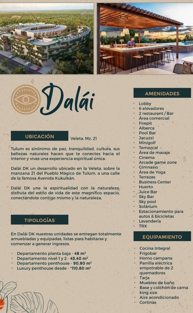 PRE VENTA DEPARTAMENTOS TULUM DALAI DESDE 2